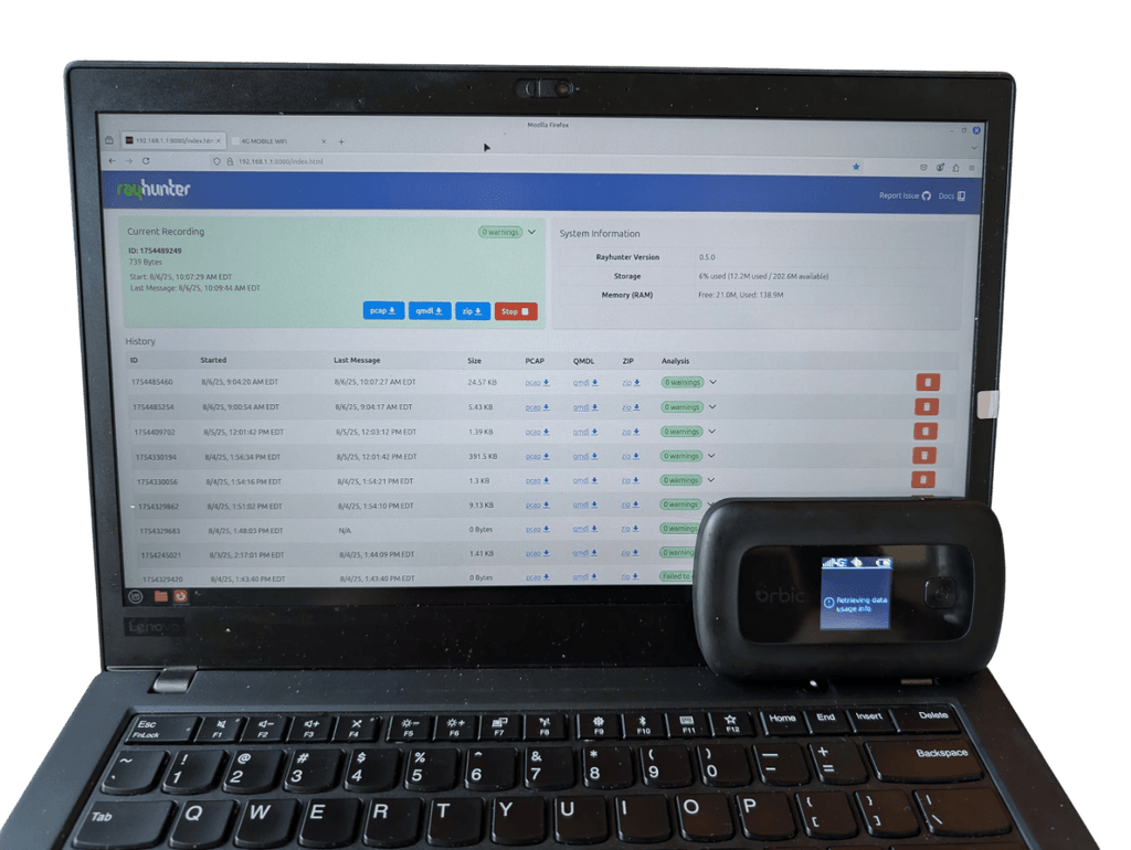 RayHunter Orbic RC400L IMSI Catcher Detector | Stingray / Cell Site Simulator Detection Hotspot