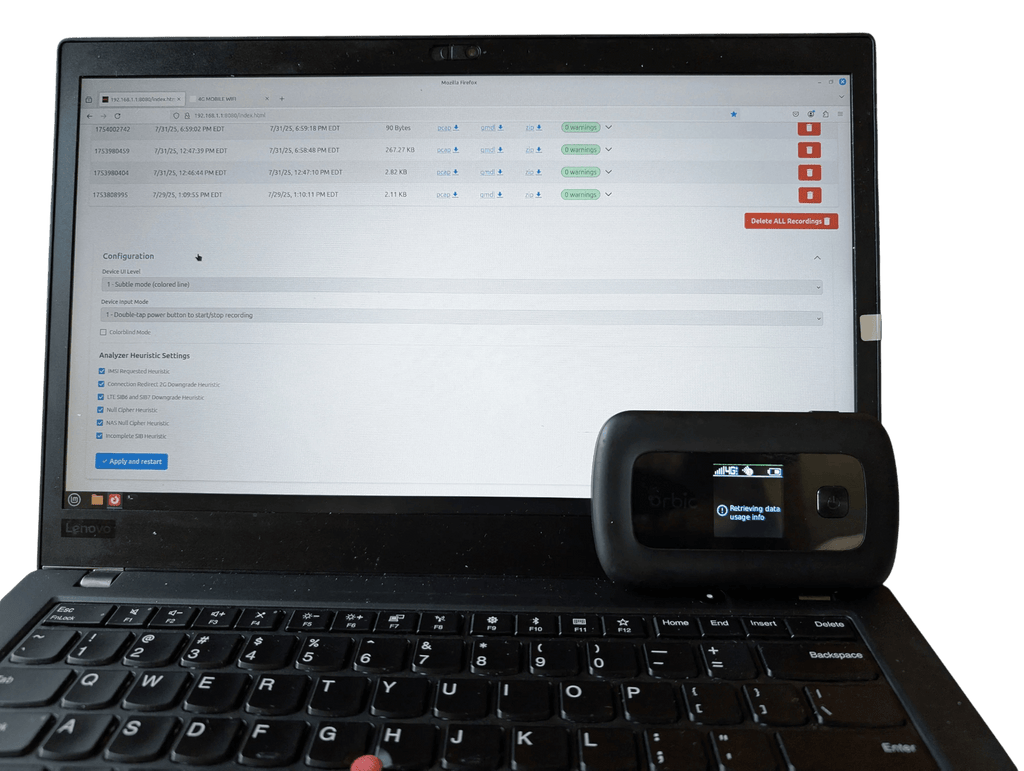 RayHunter Orbic RC400L IMSI Catcher Detector | Stingray / Cell Site Simulator Detection Hotspot