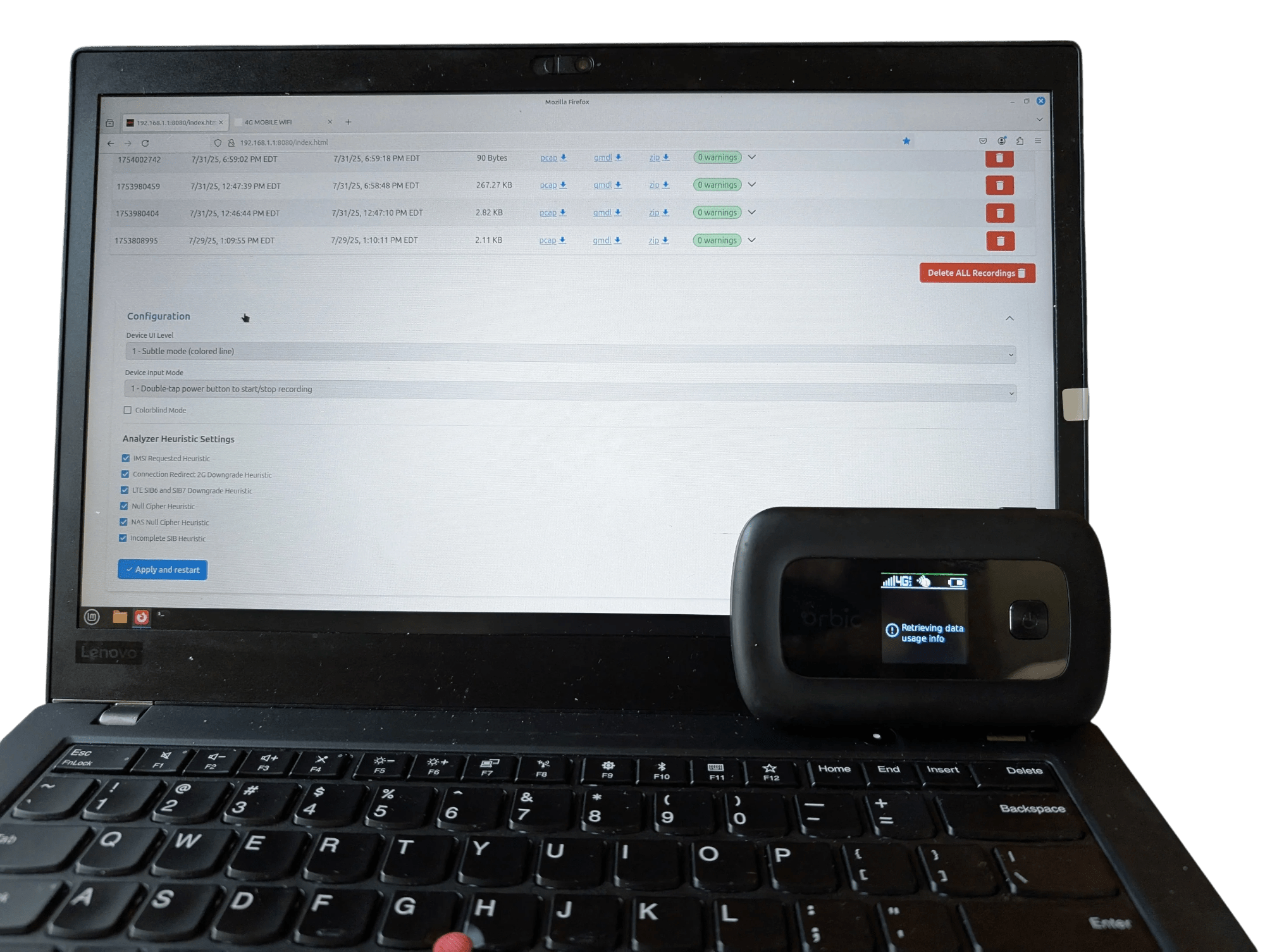 RayHunter Orbic RC400L IMSI Catcher Detector | Stingray / Cell Site Simulator Detection Hotspot